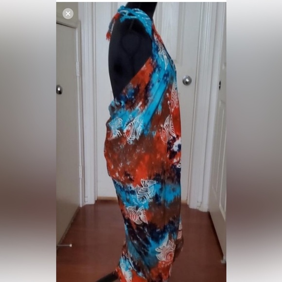 Bathing Suit Cover Up with Mini Tassels / Wear Multiple Ways Halter Top / Skirt - Picture 5 of 16